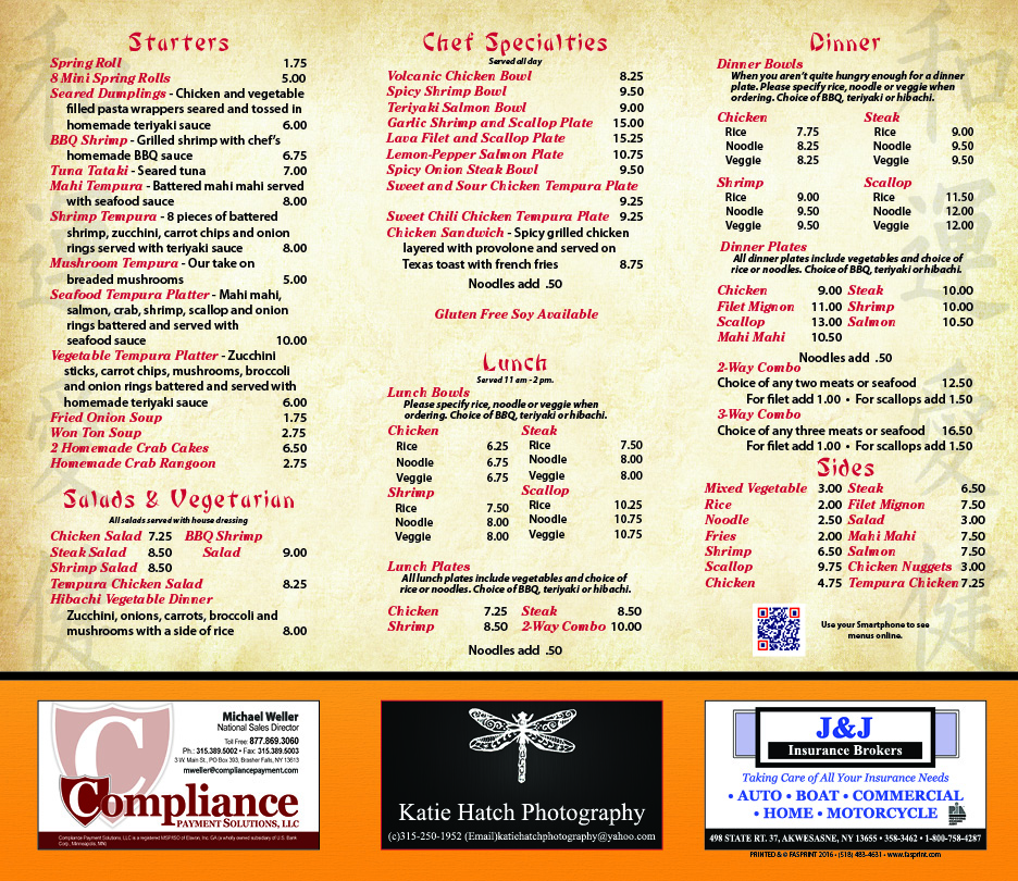 Koi Express Fasprint Menus