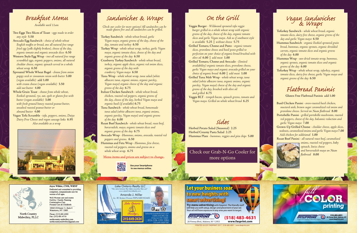 The Mustard Seed Fasprint Menus
