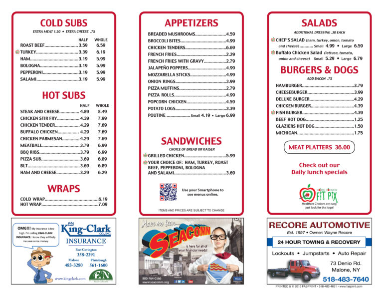 Shats 2 Fasprint Menus
