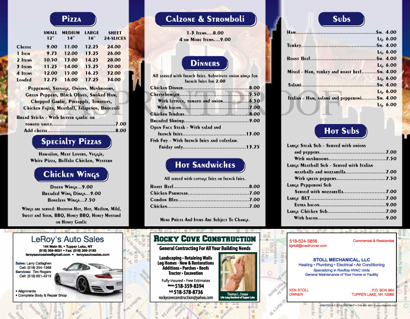 Tyler’s NY Pizzeria Fasprint Menus