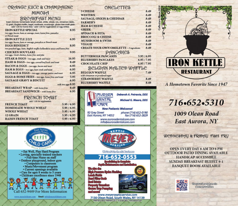 Iron Kettle Restaurant Fasprint Menus