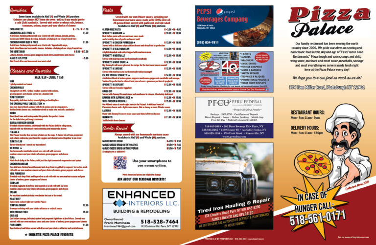 Pizza Palace 4 fold Fasprint Menus