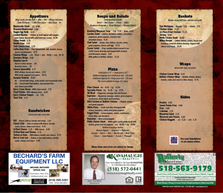 Cattle Barn Pub & Grill Fasprint Menus