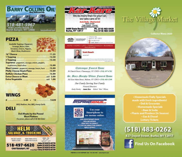 The Village Market 2020 Fasprint Menus