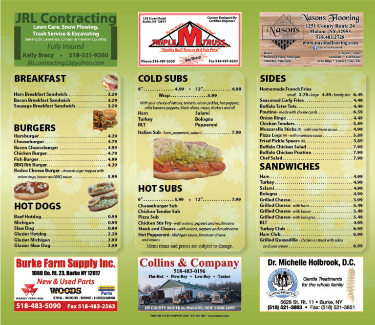 The Village Market 20202 Fasprint Menus