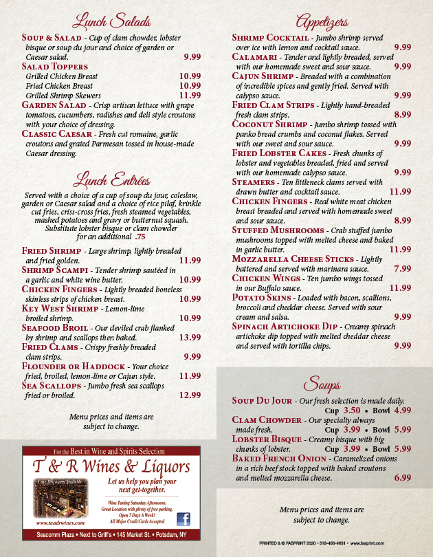 Lobster House 20203 Fasprint Menus