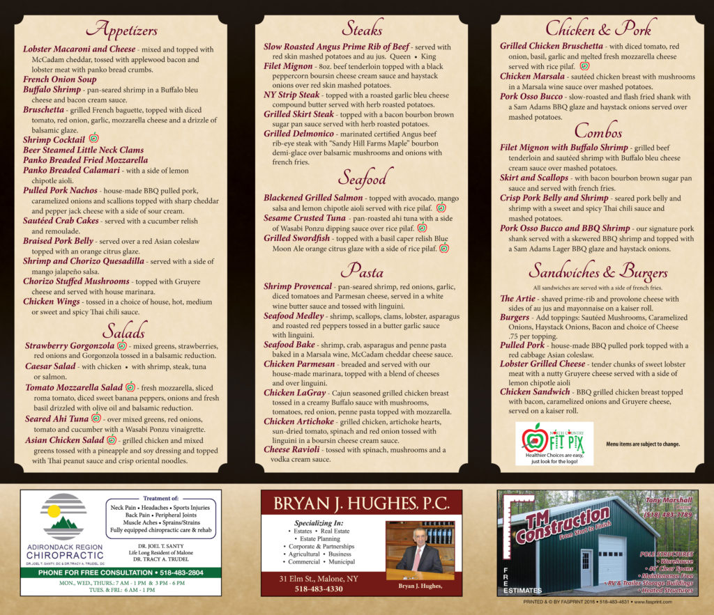 Donovans2 Fasprint Menus