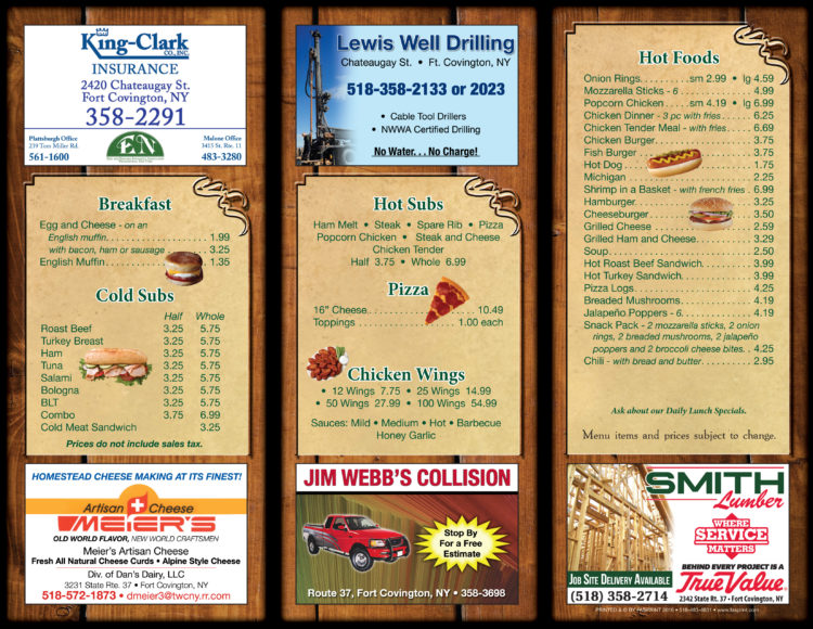 Lerouxs Quick Stop 162 Fasprint Menus