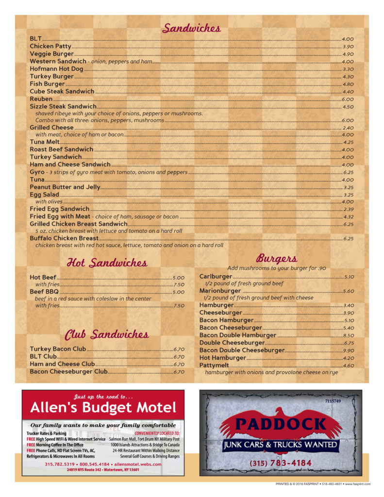 Longways Diner 2016-4 | Fasprint Menus