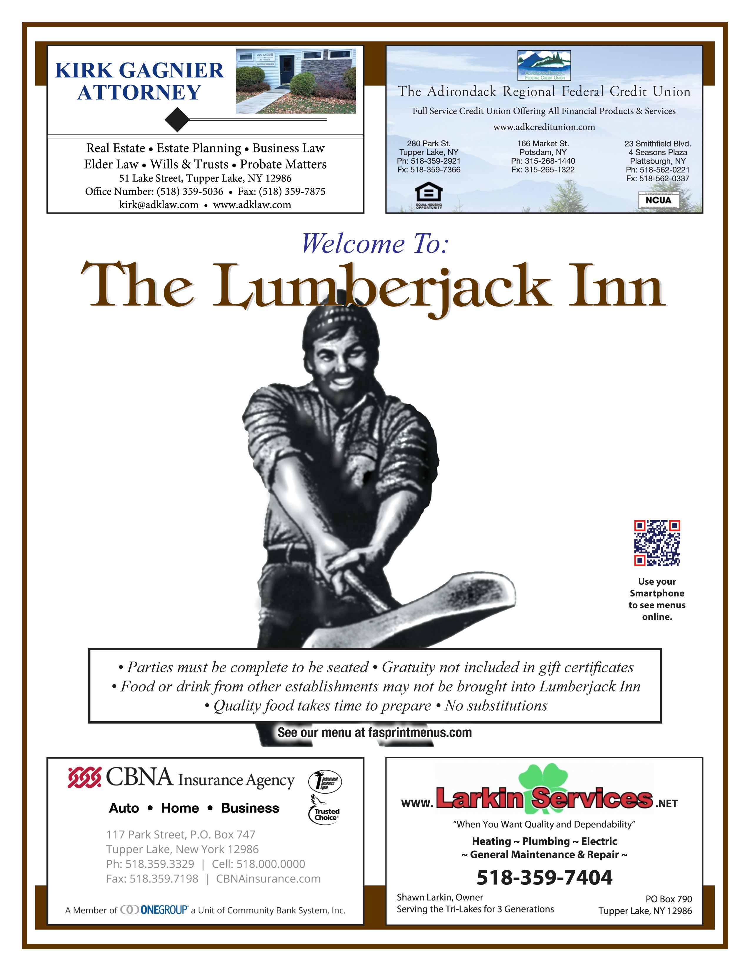 Lumberjack Inn 1 Fasprint Menus
