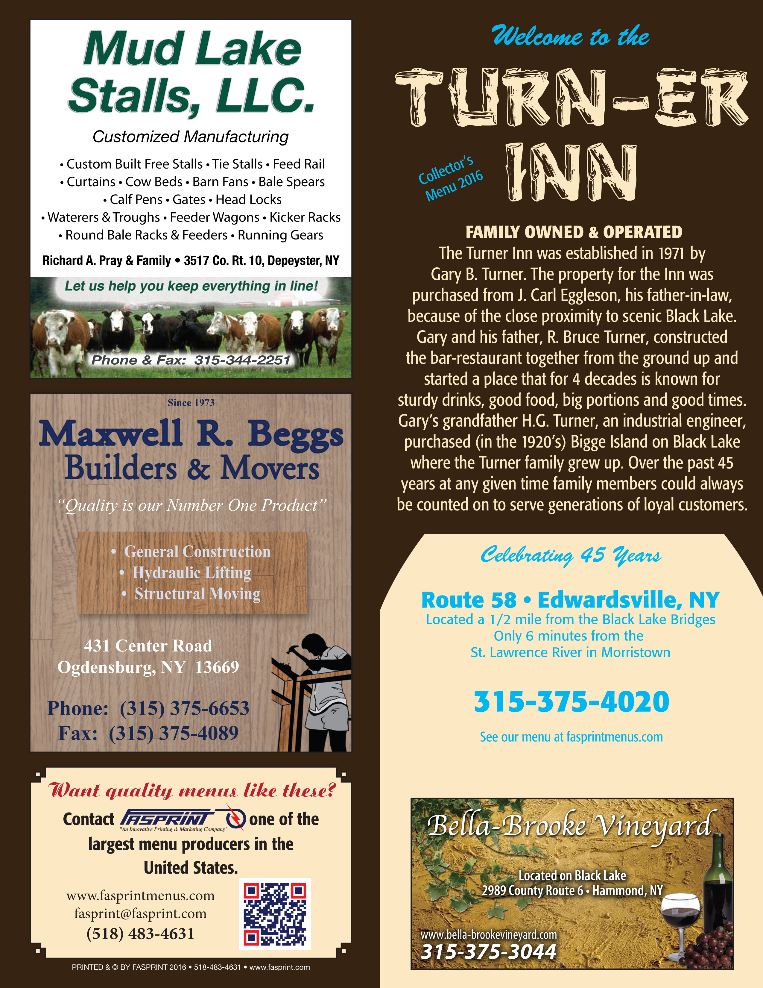 Turner Inn PG1 Fasprint Menus