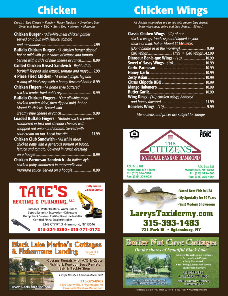 Turner Inn PG6 Fasprint Menus