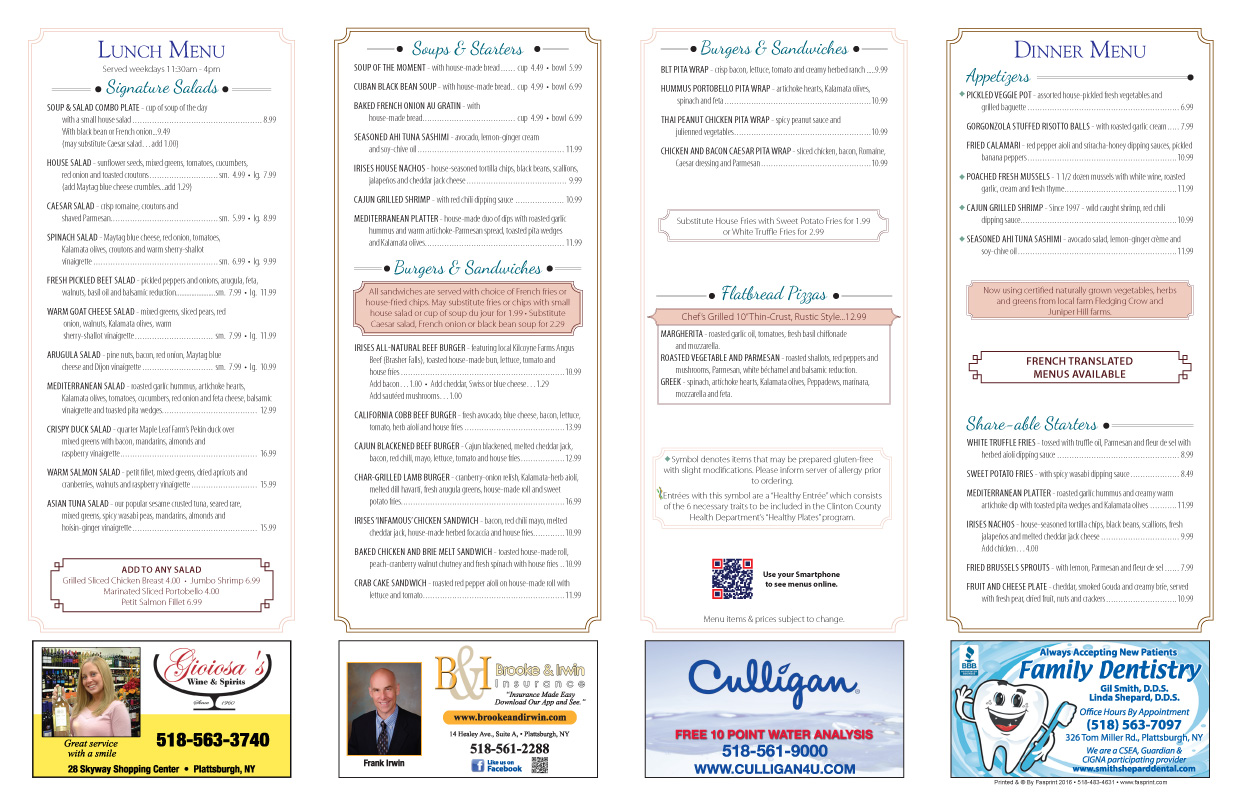 irisescafewinebar20162 Fasprint Menus