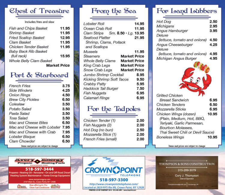 Crab Shack 20182 Fasprint Menus